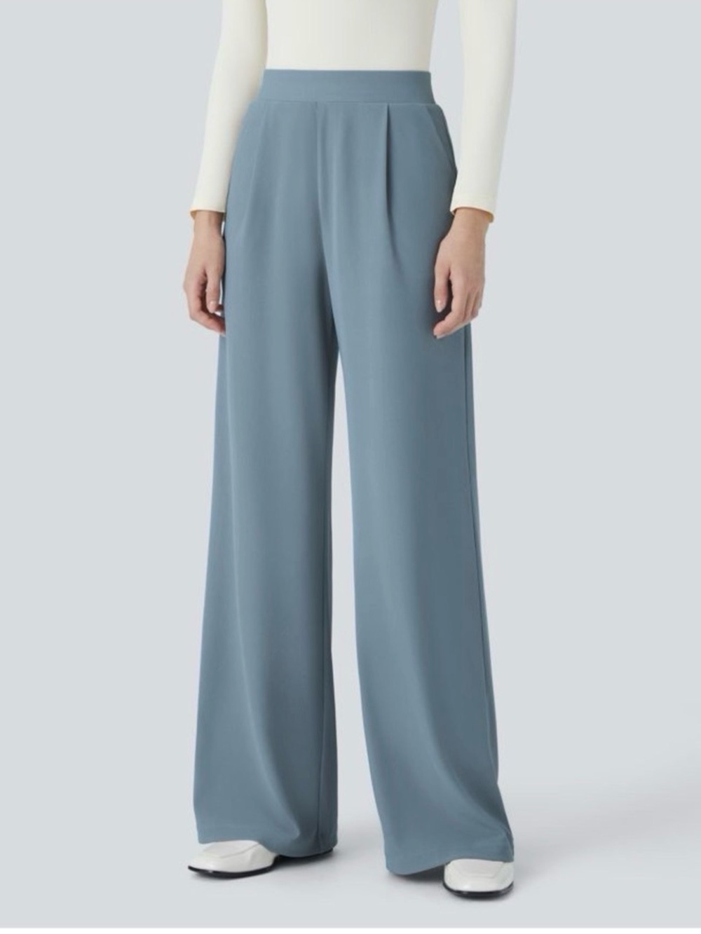 175. HALARA Wide-Leg High-Rise Pants in Dusty Blue